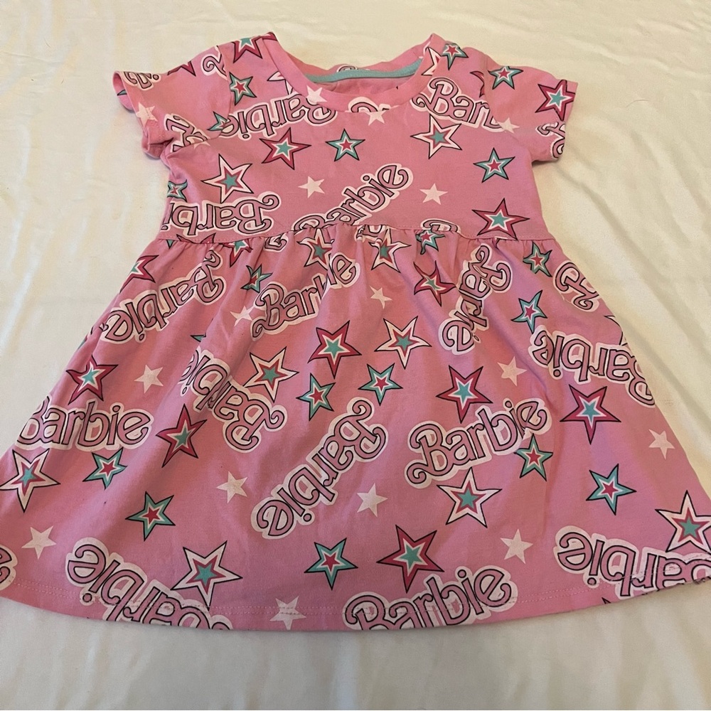 Barbie Pink Star Print Dress Toddler Girls‎ Size 3T Mattel Licensed